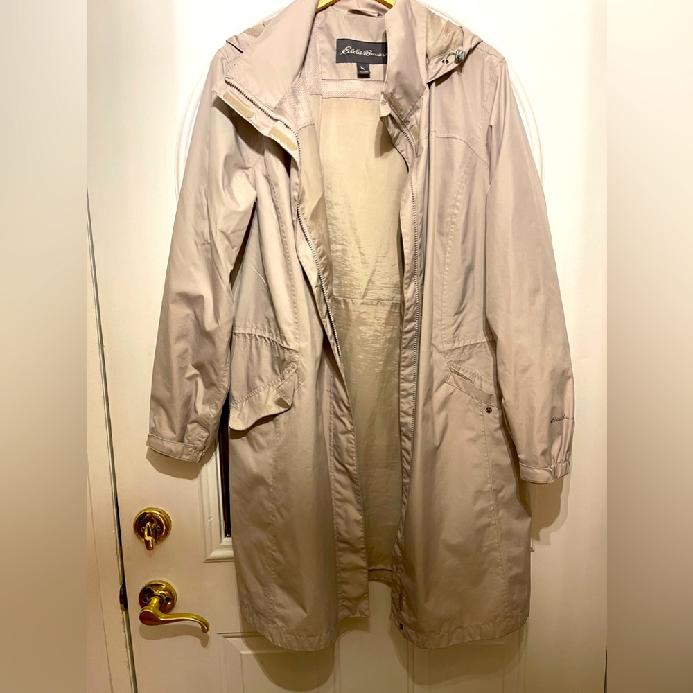 Eddie Bauer XXL Knee length Khaki Rain coat